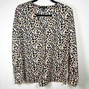 Banana‎ Republic Leopard-Print Satin Blouse Size M Elegant Business Workwear EUC